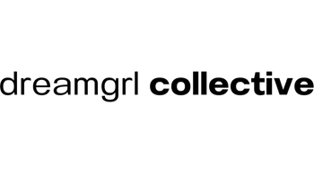 Black text 'dreamgirl collective' on a white background