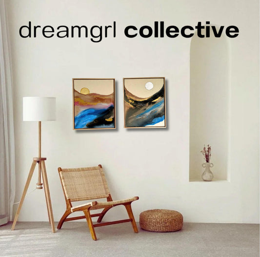 'Sun and Moon' - Paintings, Set of Two